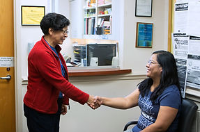 Clinic support volunteer at the front desk
